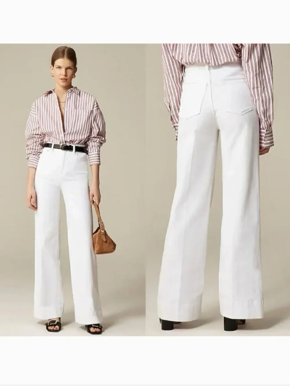 J. Crew High-Rise Wide Leg Denim Trouser Jean White Women's 31 CH679